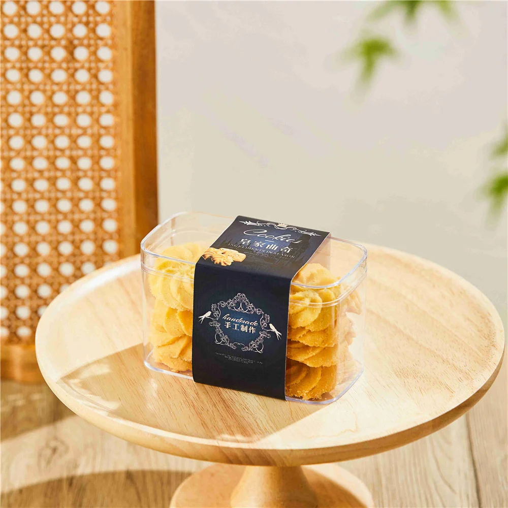 Wholesale Reusable Transparent Biscuit Container Cookie Packaging Candy Box Clear Plastic Biscuit Cake Dessert Clear Hard Box