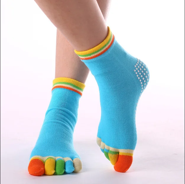 Yoga socks women cotton dot glue non slip five finger socks safety professional indoor sports fitness