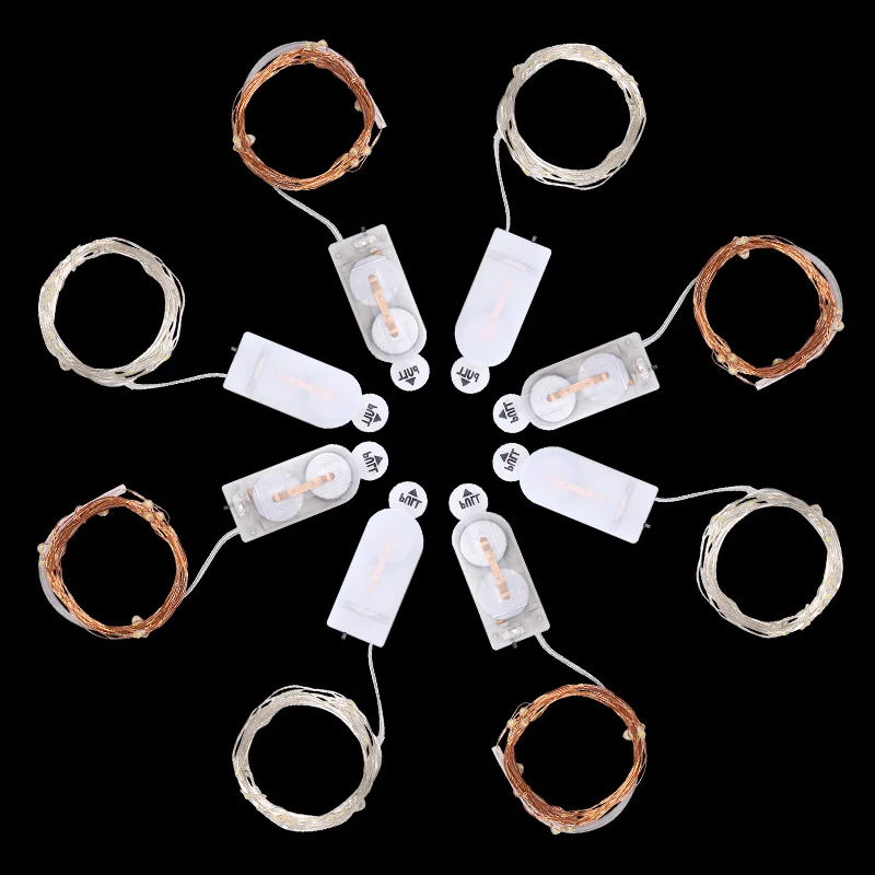  CR2032 Button Battery Box Copper Wire Bedroom Wedding Party Flexible Firefly Starry Christmas