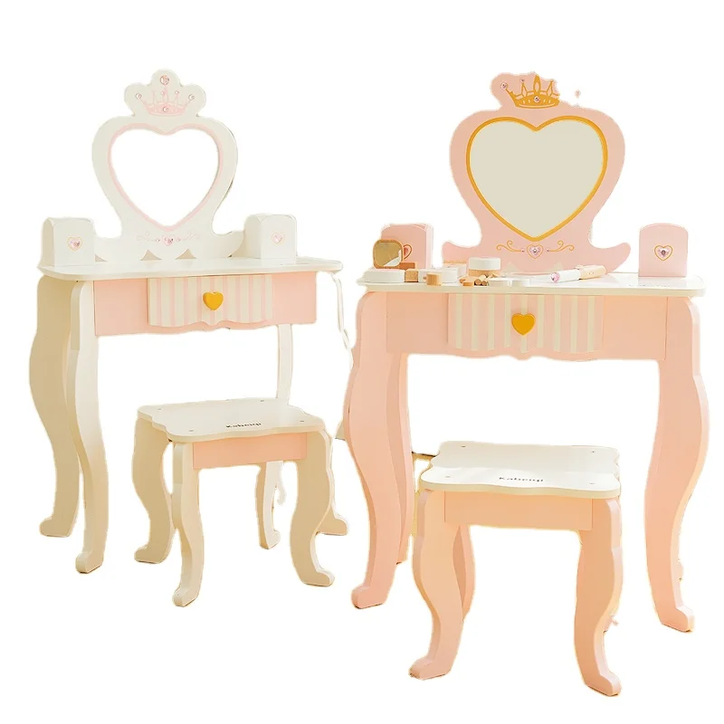 Wooden European Style Girl Dressing Table Toy Set House Role Playing Simulation Toy toy dressing table set