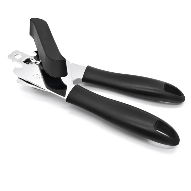 Professional Stainless Steel Manual Can Bottle Opener with Plastic Handle & Grip