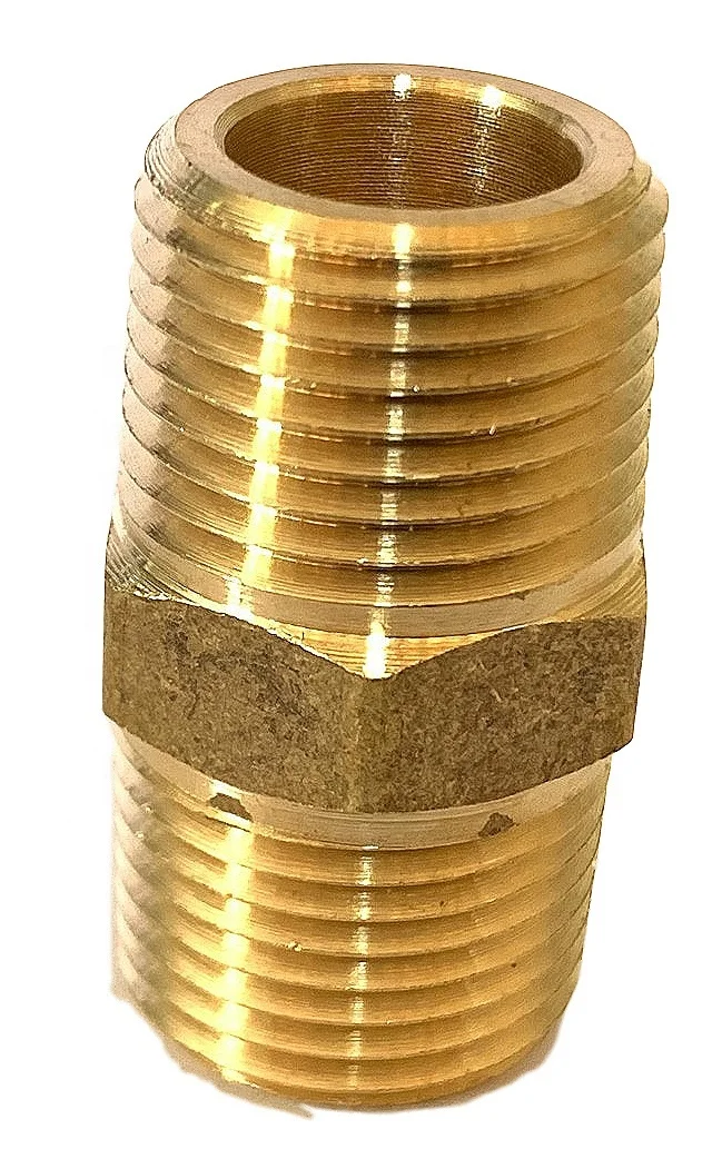 Латунный Шестигранный патрубок (MIP X MIP) NPT Мужской Твердый латунный шестигранный равный Адаптер для труб