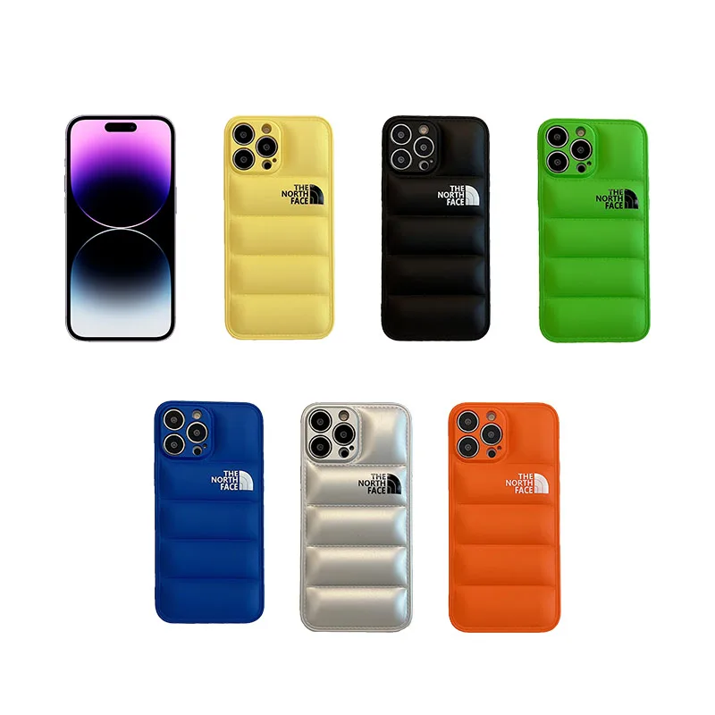 Fashion Puffer Case Klein Blue Soft Touch Puffer Down Jacket Phone Case Cover for iPhone 14 13 12 11 Pro Max X XR XS