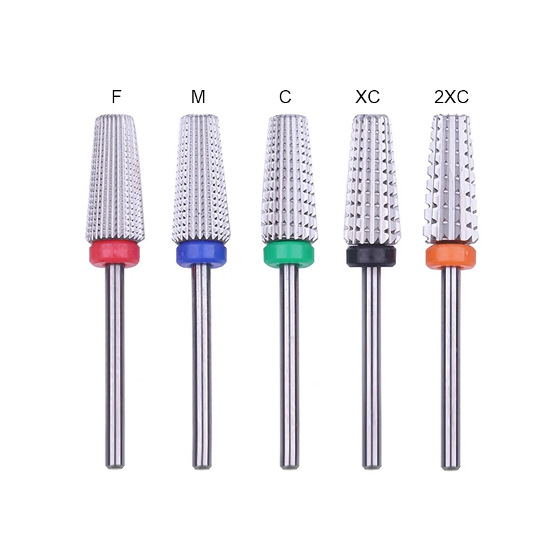5 in 1 Nails Grinding Manicure Accessories Drill Tool Nail Electric File Silver Tungsten Carbide Nail Drill Bit Set