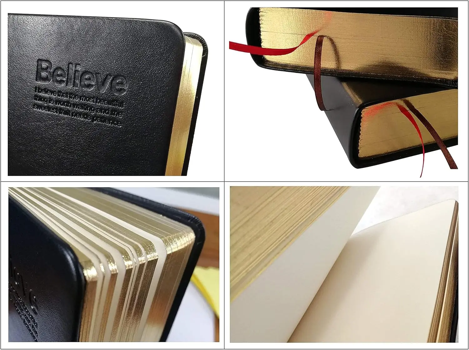 Custom Design  A5 Leather Notebook Cover Customized Leather Notebook Gold  Rim 440 Pages Faith Thick Leather Journal Notebook