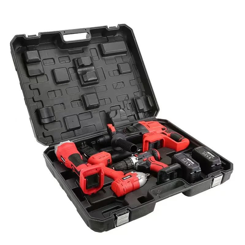 3-4 Pcs Cordless Rechargeable Professional Brushless Electric Hammer Drill Angle Grinder Wrenches Combination Tool Set