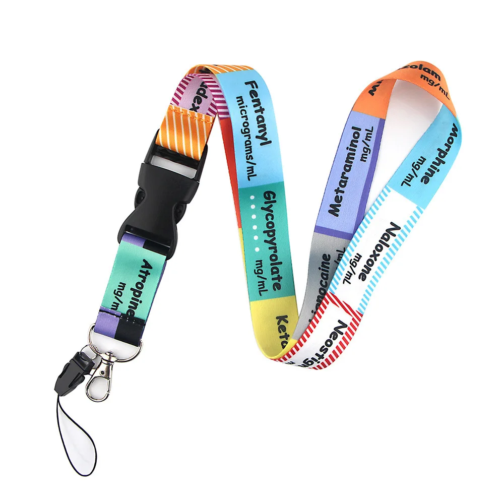 2024 Wholesale Custom Doctor ICU Badge Lanyard Equation Sunflower ID Card Holder Mobile Lanyard with Breakaway Buckle