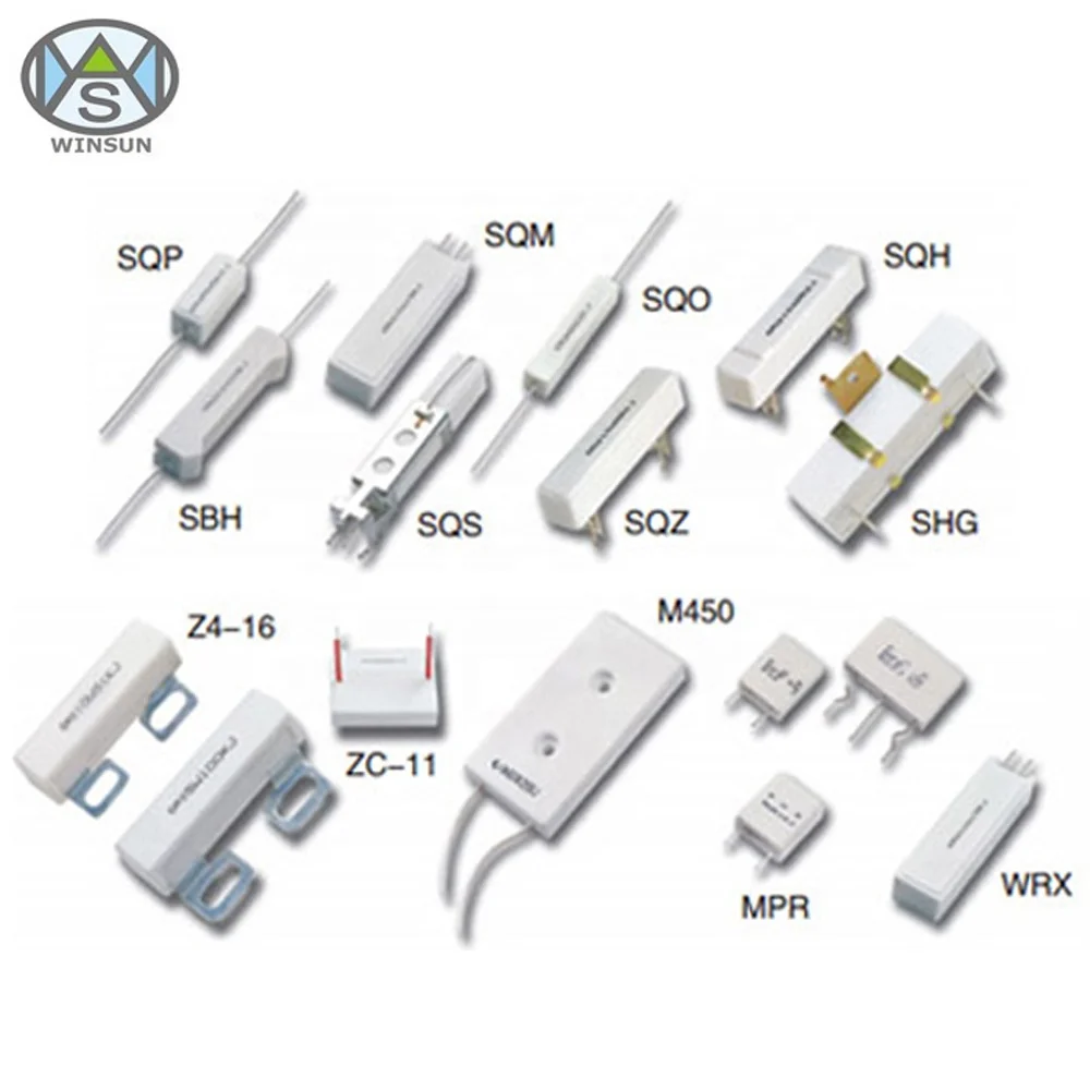 1 2 5 10 100 1K 2K 5K 10K 15K 20K 30K 50K 60K 80K 100K ohm SQH Vertical Type Ceramic Core Cement Resistor