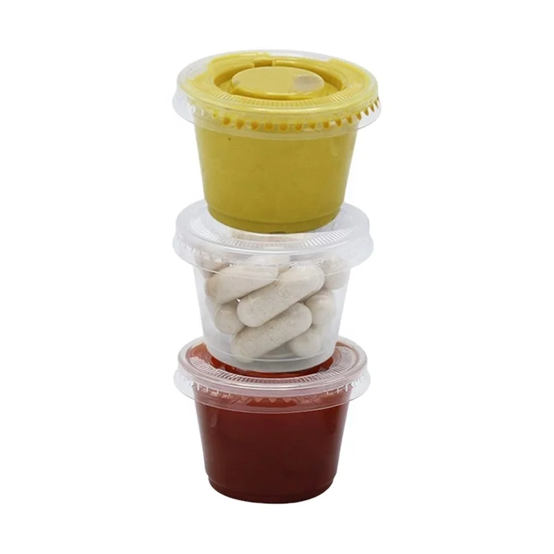  1 oz Plastic Portion Cups With Lids Condiment Sauce