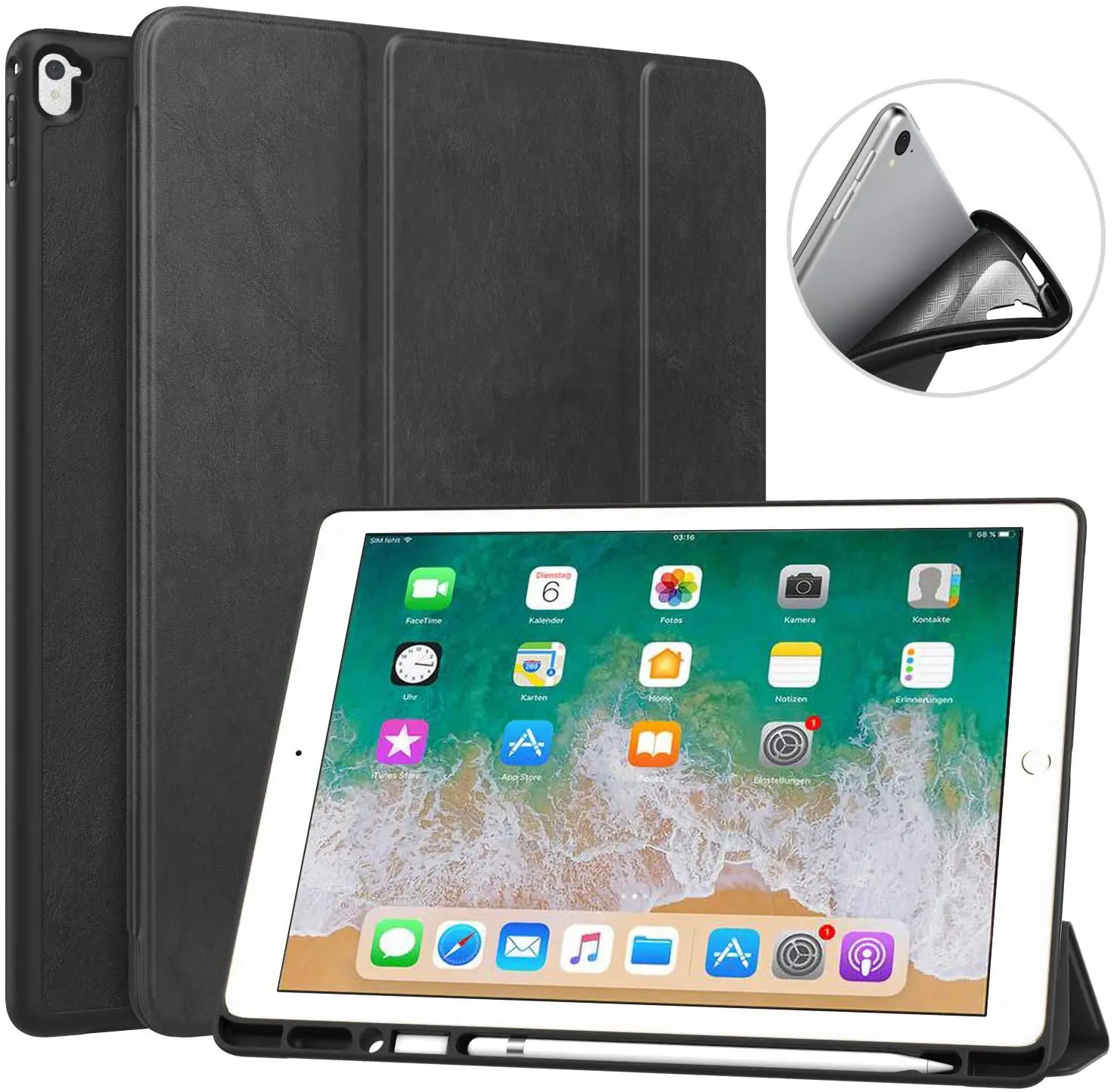 Оптовая продажа высококачественный чехол для нового iPad pro 12 9 2021 2020 с держателем карандашей умный планшета