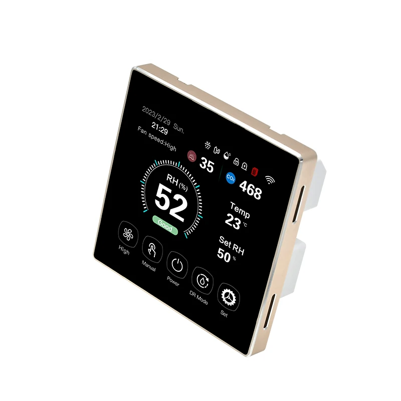 4 inch colorful fresh air ventilation and dehumidification controller with VOC PM2.5 temperature humidity fan controller