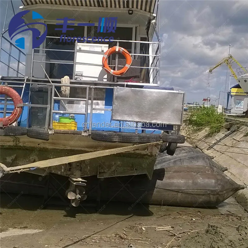 Inflatable rubber airbags for ship launching