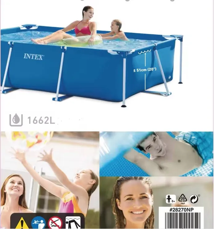 Intex 28272 Pvc Thickened Rectangular Tube Frame Pool Non-inflatable Children/s Family Swimming Pool