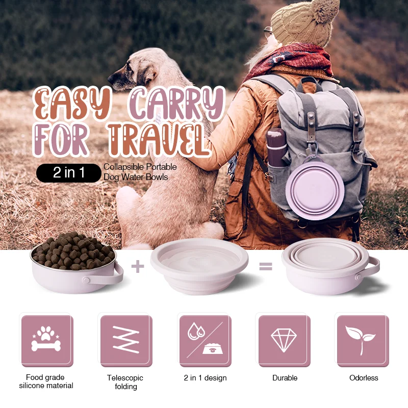 2024 New Arrival Dog Bowl 30 Oz Stainless Steel Pet Feeding Bowl, Durable Non-Skid Insulated with Rubber Bottom