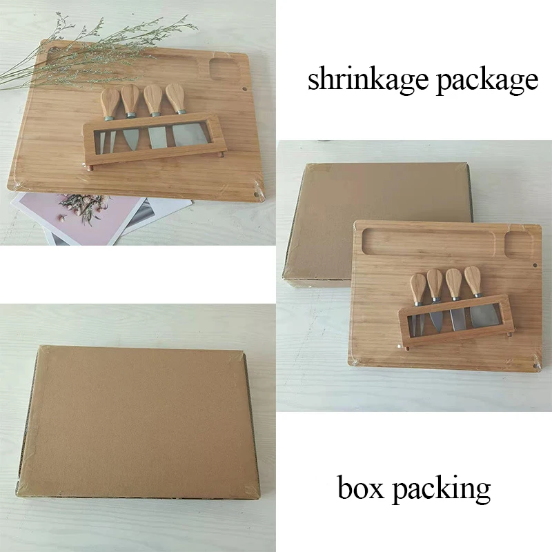 Custom Wholesale Bamboo Wood  Cutting Cheese Board set with Knife