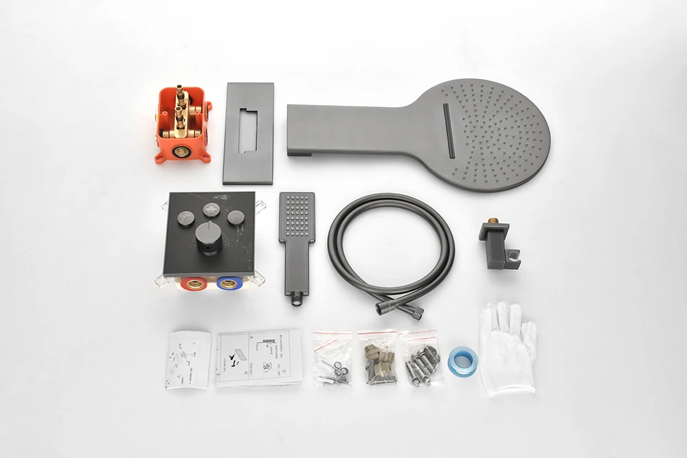 Embedded Concealed Shower Set with Thermostatic Three-Function Rotary Switch, Featuring Cascading Waterfall, Circular Design