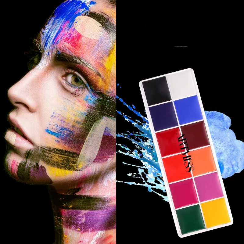 12 Colors Art Halloween Party Fancy Dress Makeup Professional Body Oil Painting Face