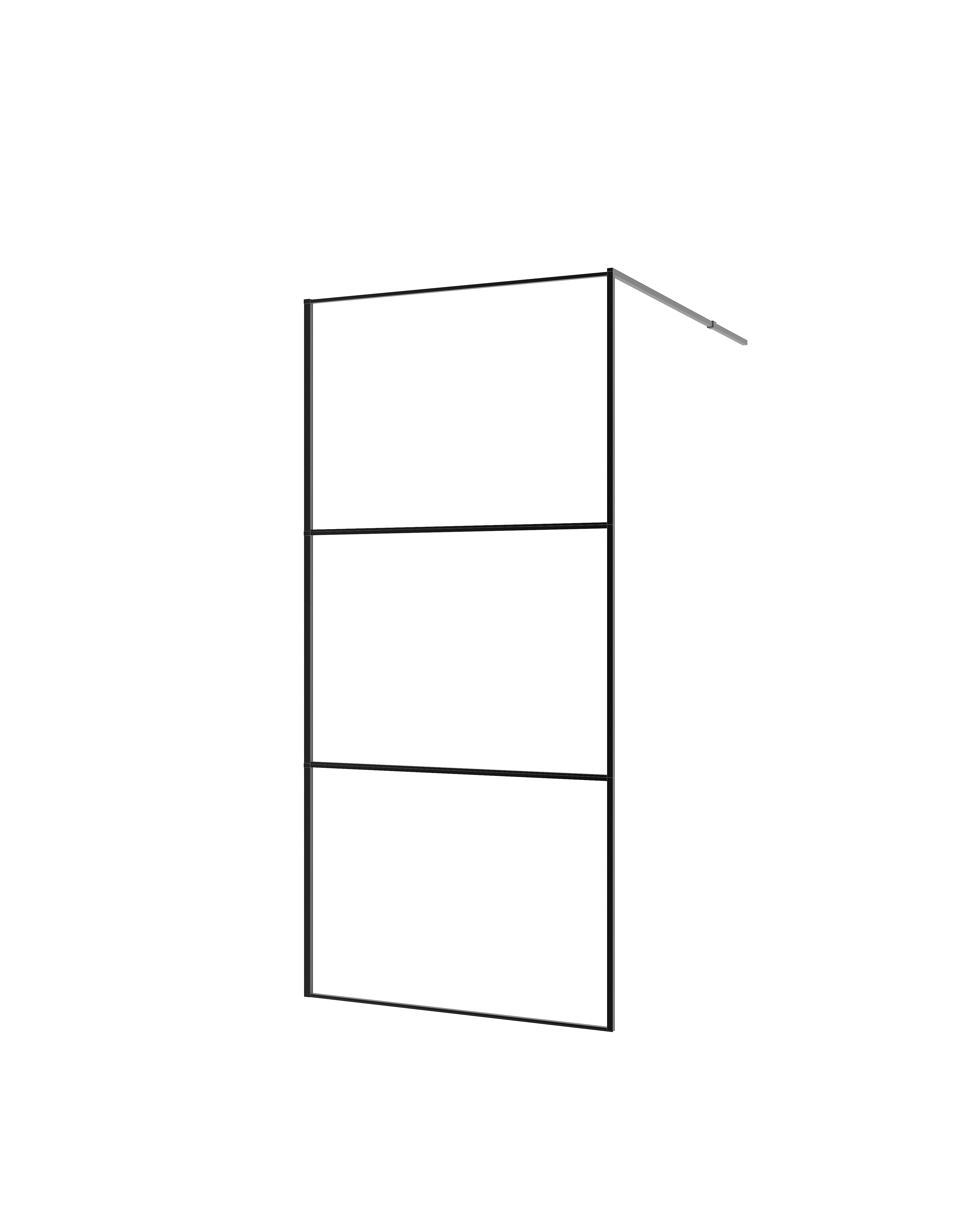 Tempered glass shower wall panels with adjustable support bar