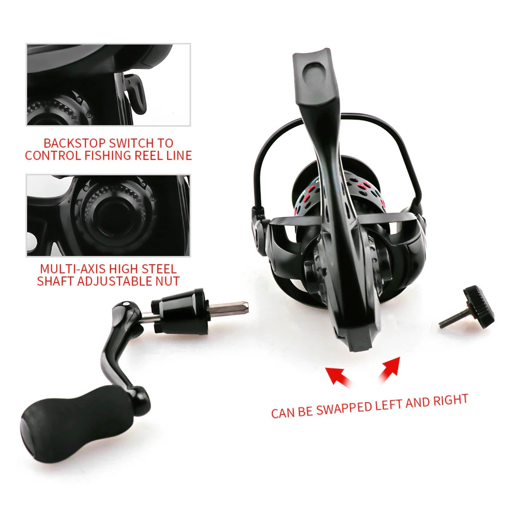 Ashconfish all Metal Saltwater Fishing Reel 2000 3000  5000 Series Fishing Tackle For Carp Double Loading Spinning Fishing Reels