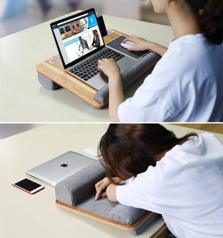 Portable Laptop Stand with Mouse Pad Wrist Rest for Notebook MacBook Under 17 Inch with Tablet Pen Phone Holder Home Nap Pillow