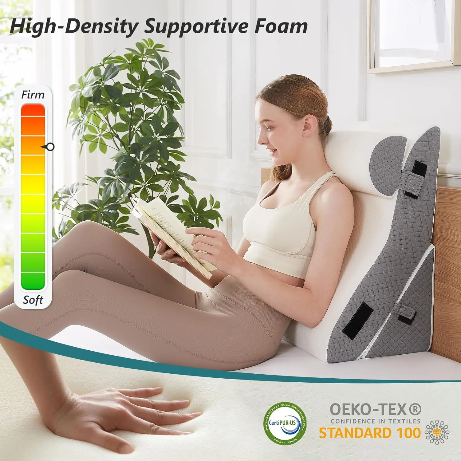 3 PCS Upgraded Bed Wedge Pillow for Sleeping - 35D Post Surgery Pillow for Back Leg Pain Relief