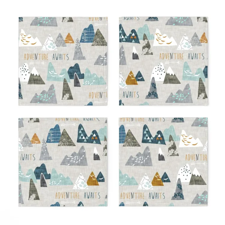 100% polyester custom design digital printed sublimation blank recycled christmas cocktail napkins