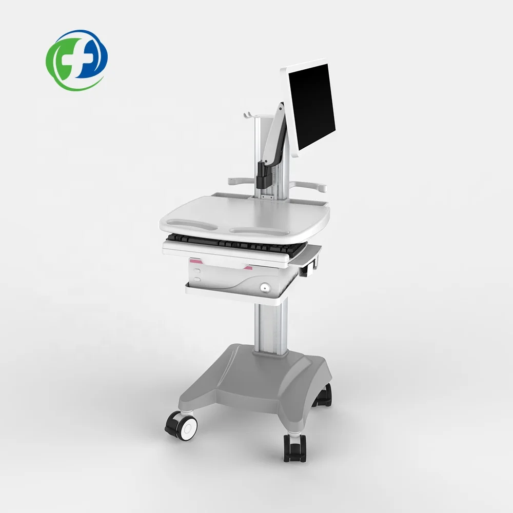 Medical workstation trolley computer desk patient medicine trolley abs cart laptop nursing trolley 2019