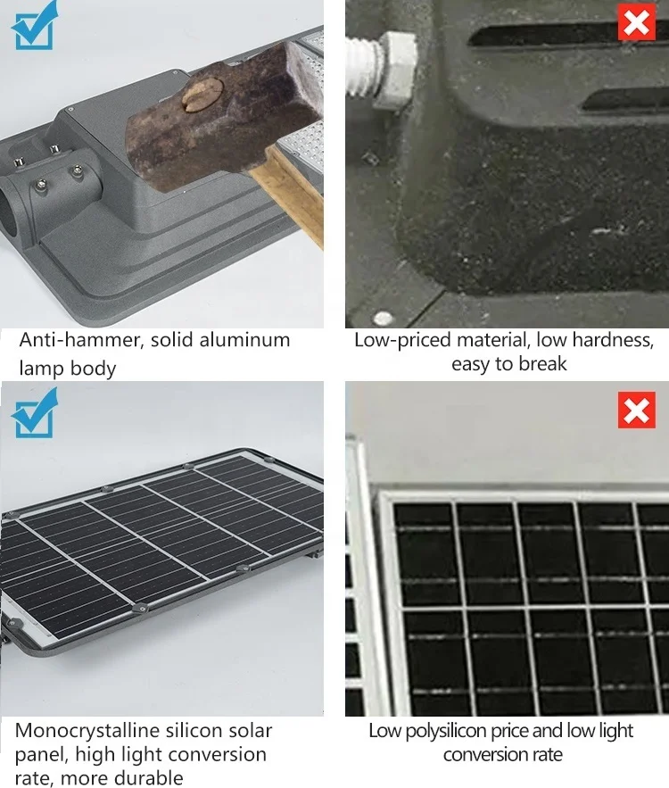 Lampadaire Solaire Aluminum Ip65 Waterproof Smd 300w 400w 500w Integrated All In One Led Solar Outdoor Street Light