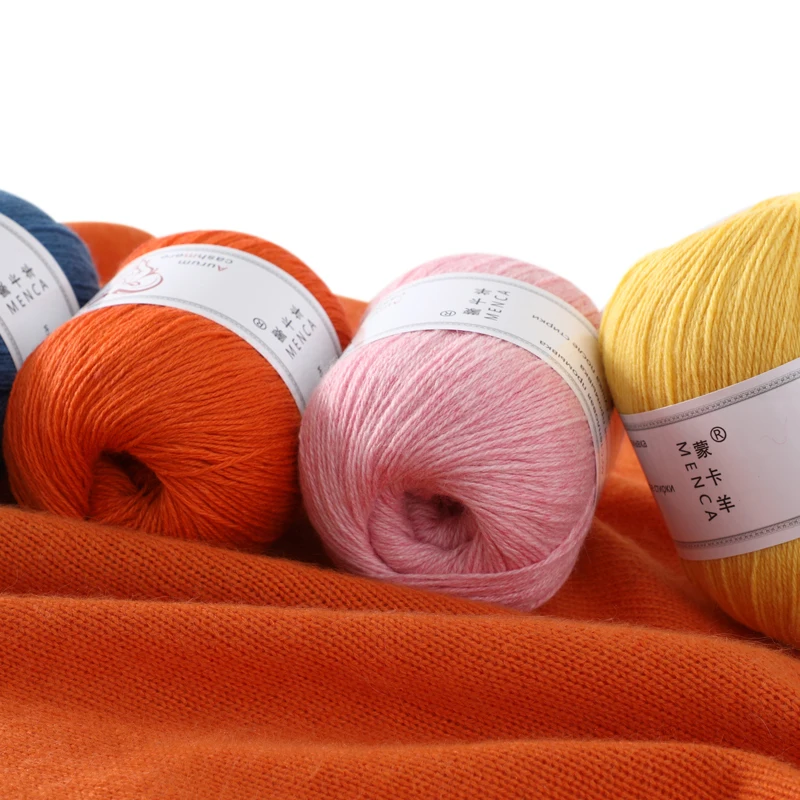 50 Grams+20 Grams Cashmere Yarns For Hand Knitting 56 Colors Soft Warm 16s/3 Thicker Winter Warm Yarn With Thread