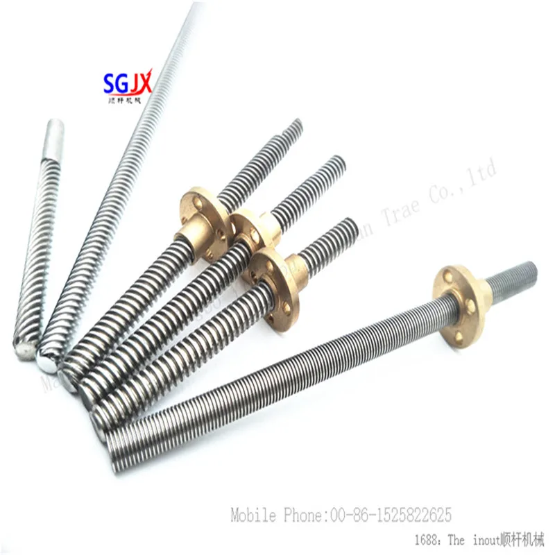 Printer accessories T8 Stepper motor trapezoidal lead Stainless Steel threaded rod with nut pitch 2 lead 8