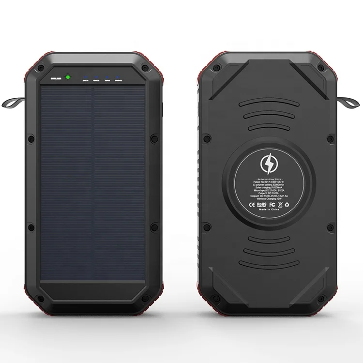 
30000mah Solar Charger Outdoor Rugged Waterproof Portable Charger Wireless Powerbank Solar Power Bank 