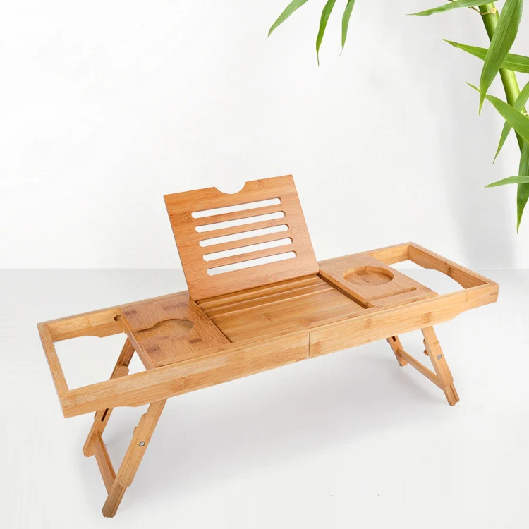 
One or Two Person Bath and Bed Tray Bathtub Caddy Laptop Bed Desk Extra Large Bamboo Bathtub Tray With Legs 