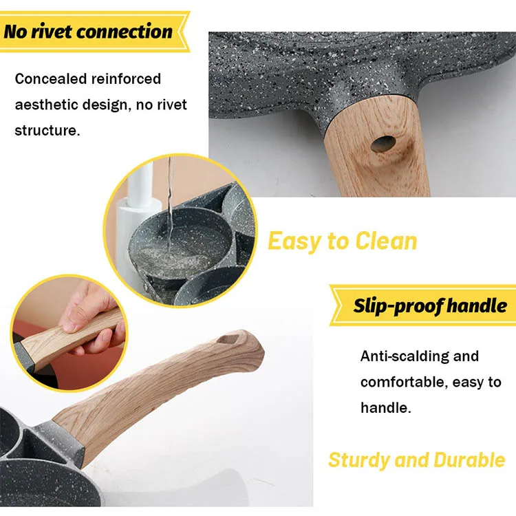 Wholesale 4 Hole Fried Eggs Mini Non Stick Frying Pan Homemade Burger Frying Pan For Kitchen