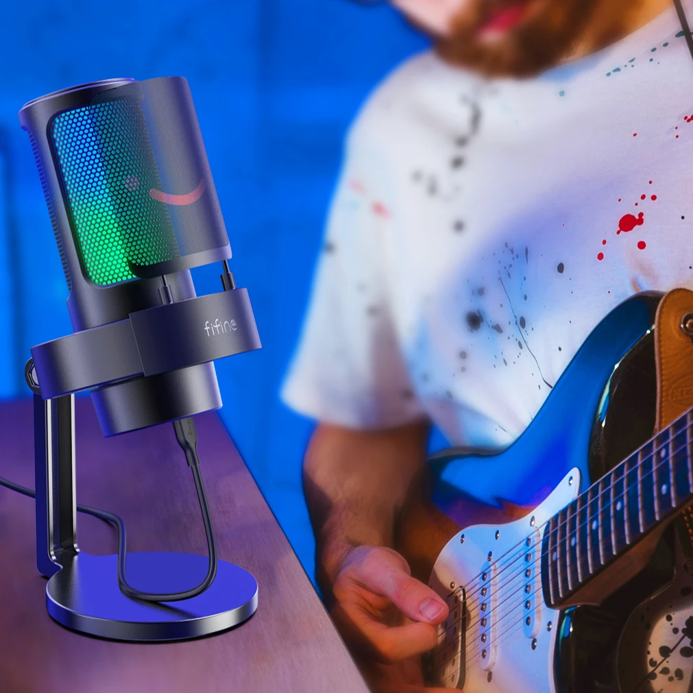 Профессиональный конденсаторный Usb-микрофон Fifine микрофон для записи Youtube Rgb подсветка
