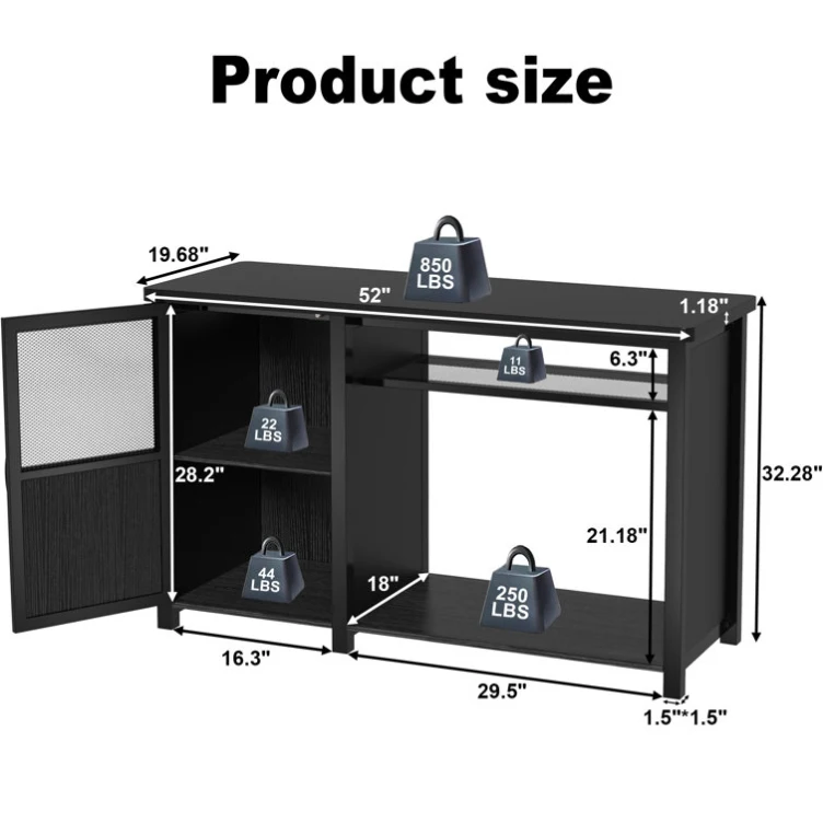 55-75 Gallon Fish Tank Stand Heavy Duty Metal Aquarium Stand with Cabinet for Fish Tank Accessories Storage
