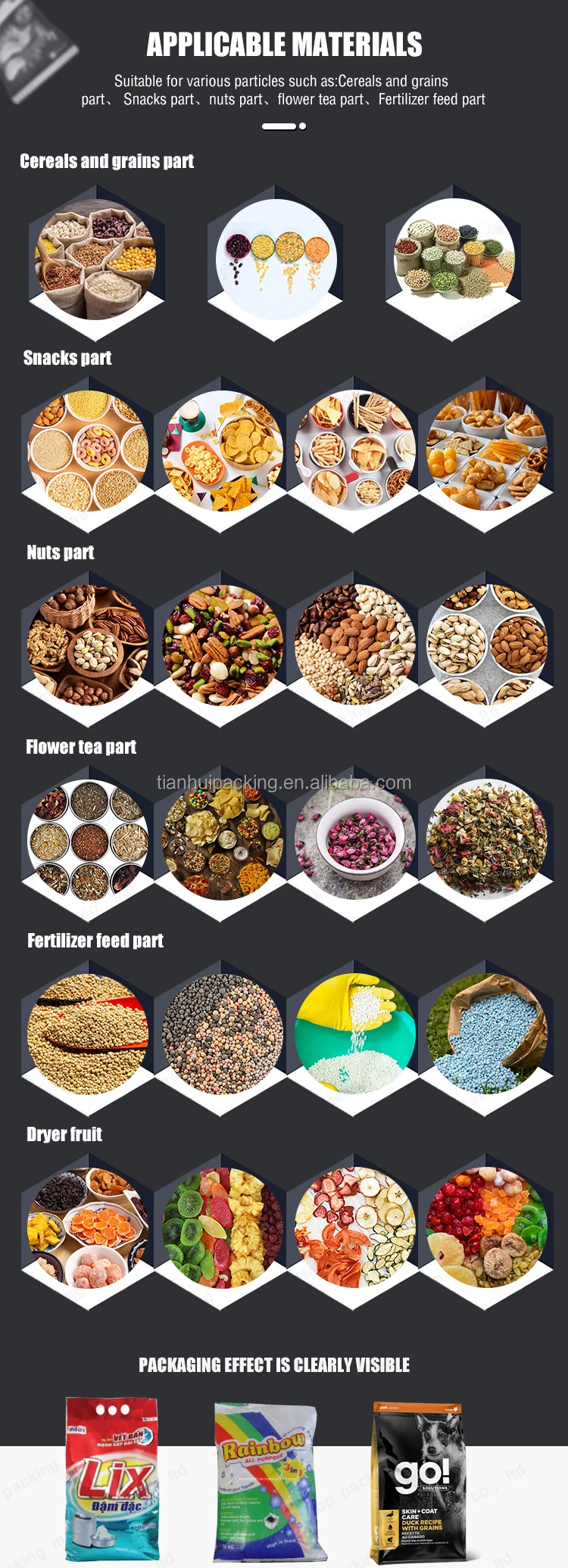 Vertical bucket garlic dumplings fish frozen food snack packing machine