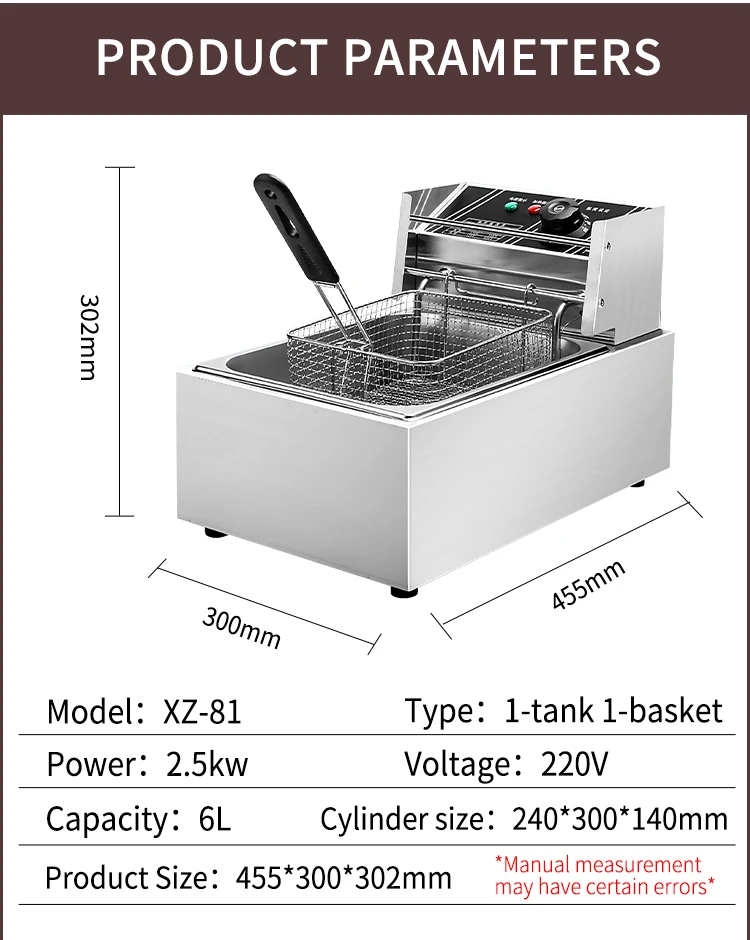 6L/10L/12L/20L/30L Commercial Electric Countertop Deep Fryer Potato Chips Frying Machine For Restaurant And Home