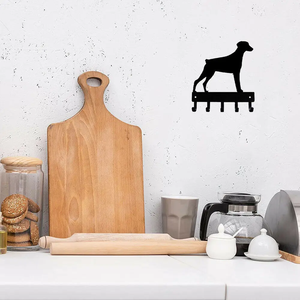 Doberman Dog Key Rack Hanger 6 Inch/9 Inch Wide Metal Wall Art