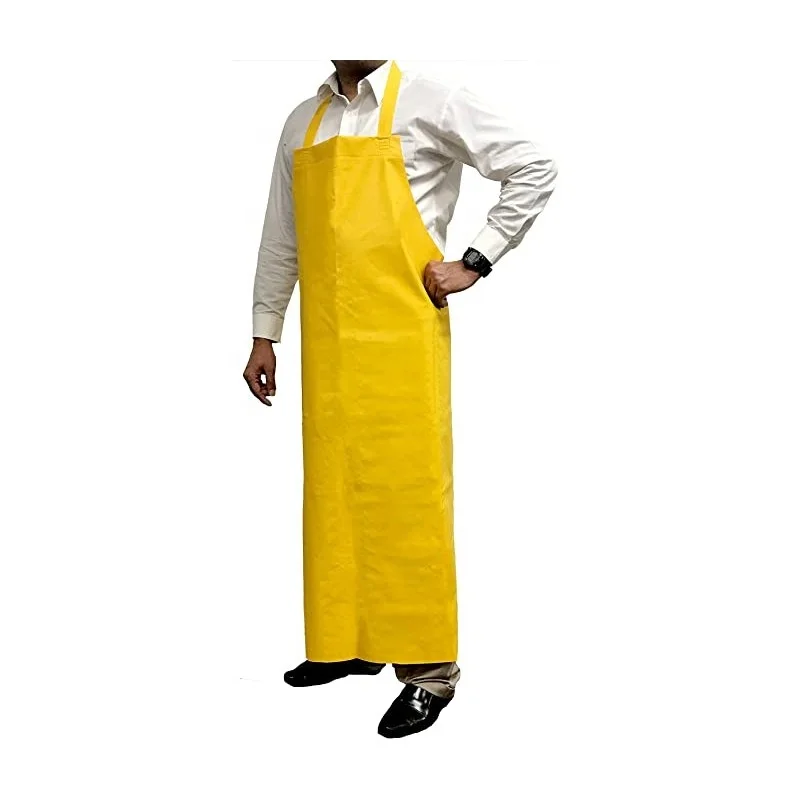 Chemical Use Yellow  Pvc Apron Custom Logo Plastic Waterproof Kitchen Apron Pvc Chef Apron