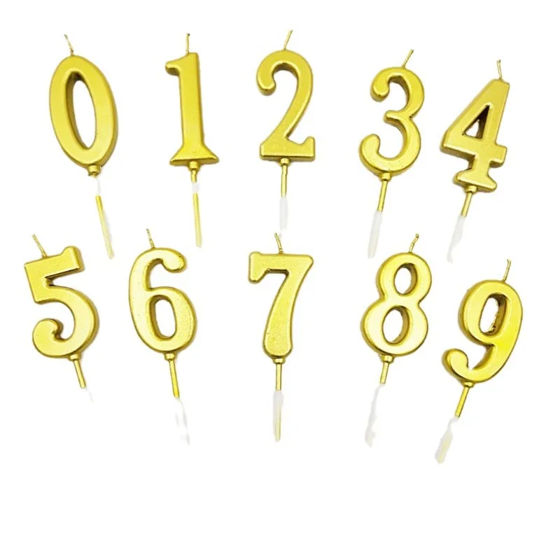 Digital Candle 0-9 Gold Smokeless Creative Birthday Party Gold Cake Number 0 to 9 Candle