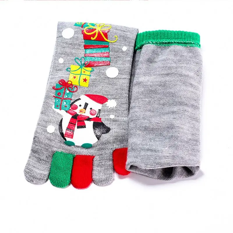 winter warm Christmas printing stripped Socks Santa snowman Funny Toe Socks Five Fingers yoga Socks