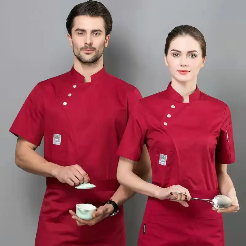 long short sleeves Button Chef Coat with aprons