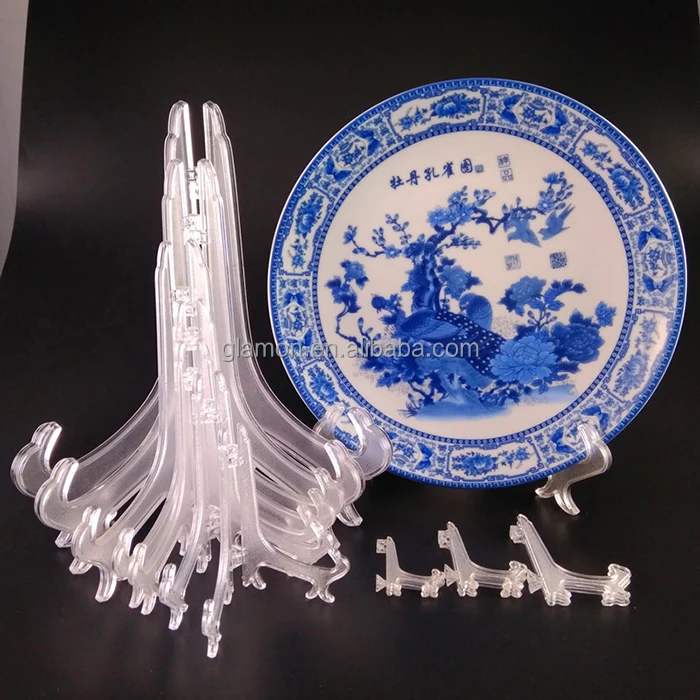 Clear Plastic Plate Easel Display Stand Plate Photo Frame Holder Easel Plastic Dish Rack