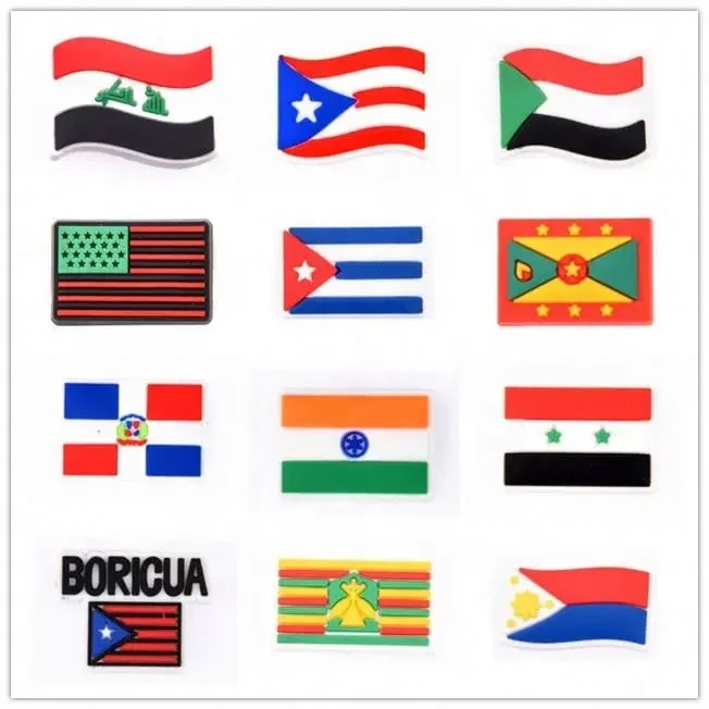 clog charms new zealand maori Country flag designs available promotional shoes decoration charms soft PVC shoe charms for resin