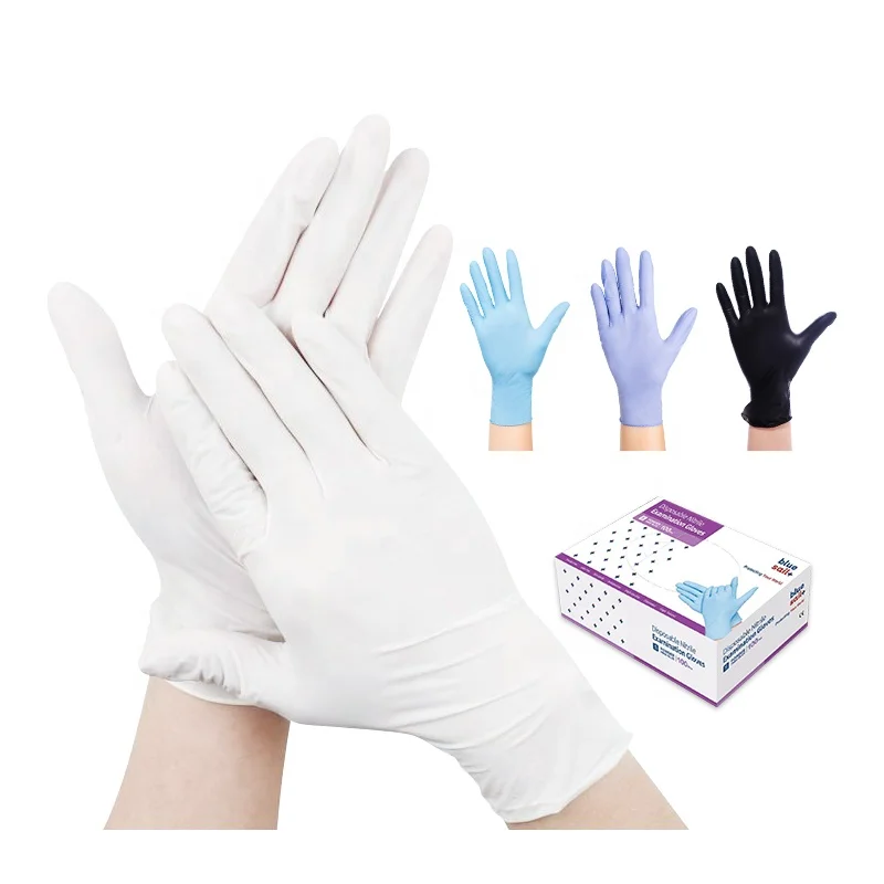Wholesale Examination Tattoo Automobile Working Cleaning Food Grade Touch Screen Disposable White Nitrile Gloves Powder Free