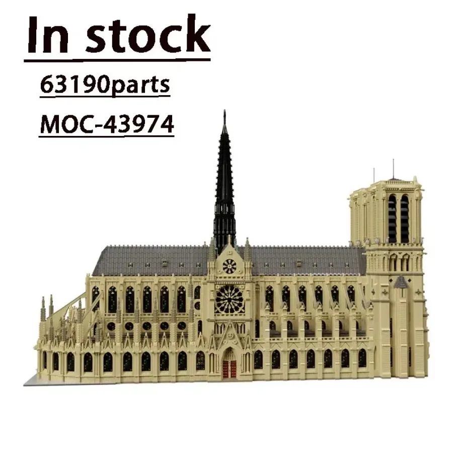 63190pcs MOC-43974 Notre-Dame De Paris Church 21061 Cathedral Modular Street View Building Block Kid Christmas Gifts 10305 10316