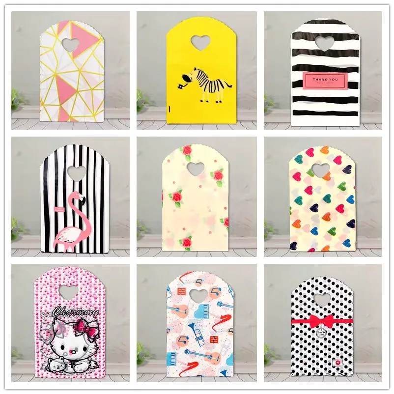 Factory price printed logo design business mini little pp plastic gift clothing bags