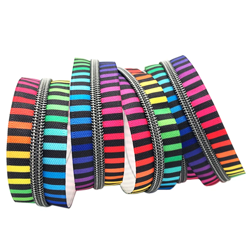 Multi-Color colorful tape nylon teeth zipper new design #5 nylon zipper tape for sew bags