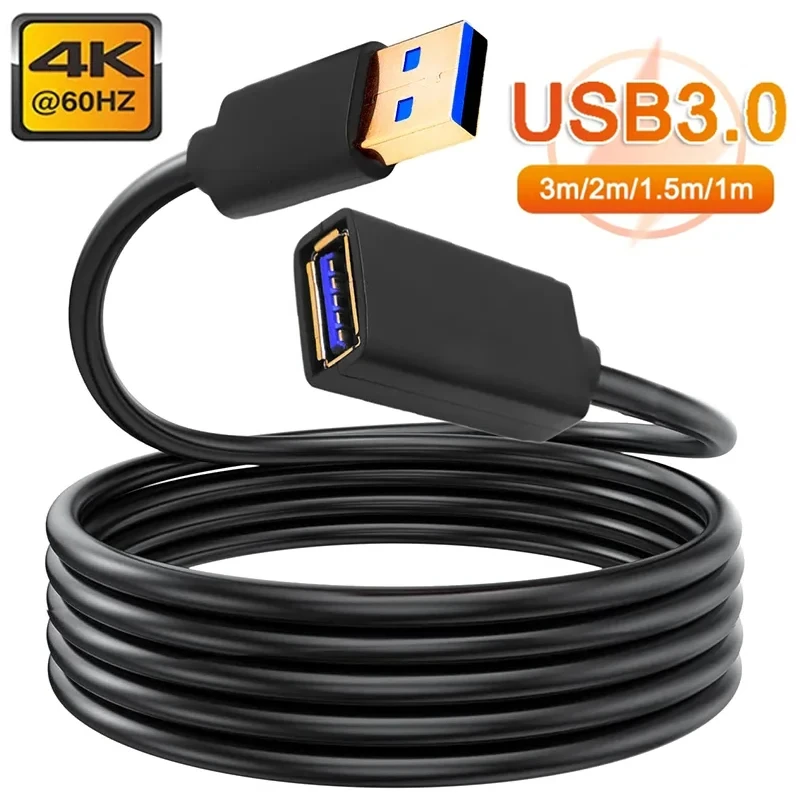 USB 3.0 2.0 Extension Cable for Smart TV PS4 Xbox Extender Cord Wire Data Sync Fast Transfer Cables