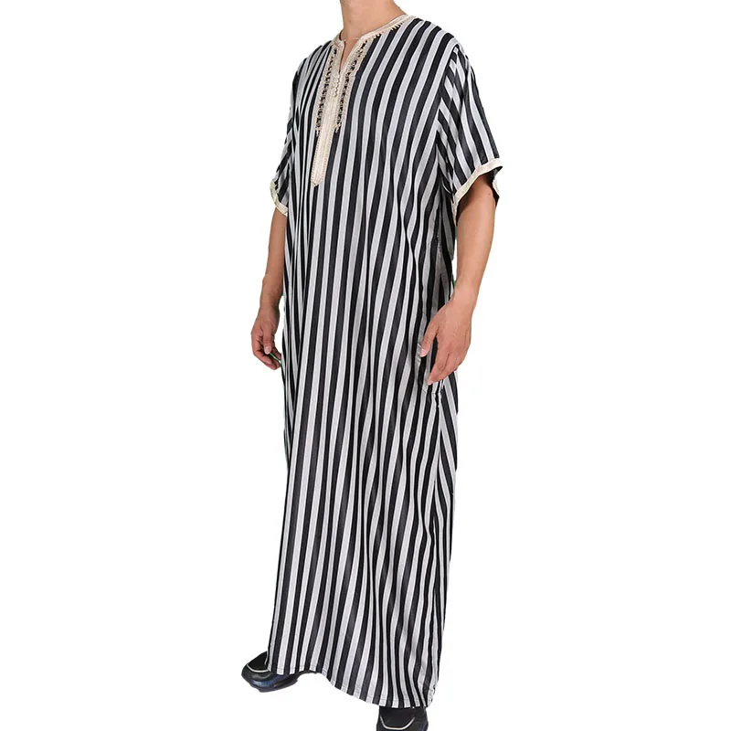 2024 Stripe Design Morocco Style With Beautiful Embroidery  Size 54-62  For Islamic Men